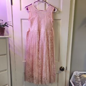 Elegant Pink Lace Kids Dress